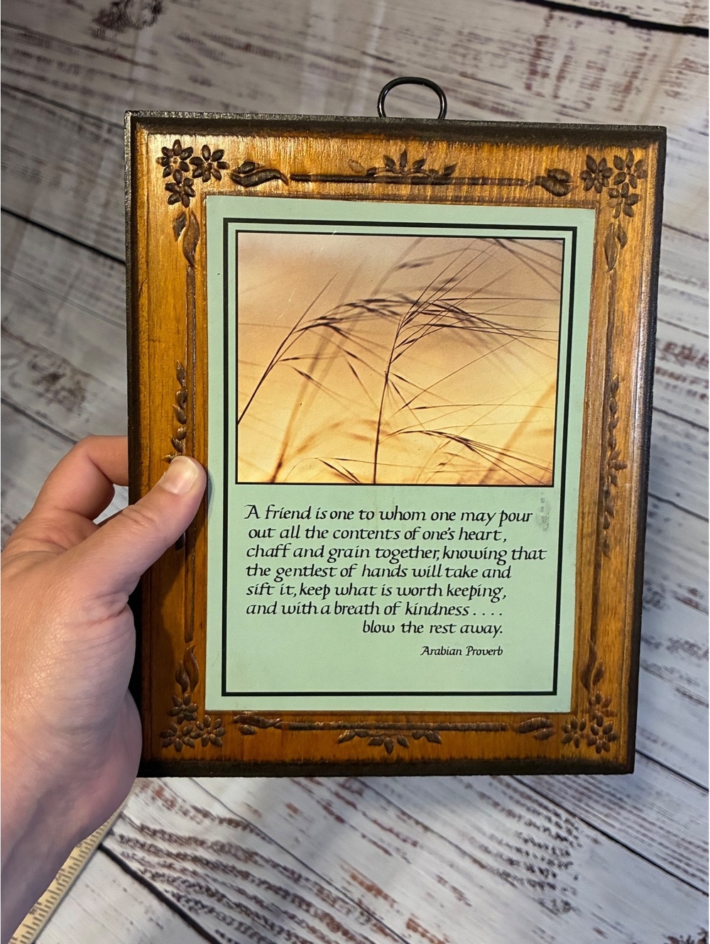 Vintage Framed Wheat Poem Wall Plaque